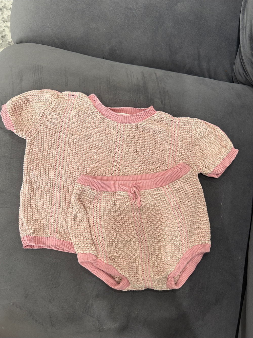 Classic Knit Baby Diaper Cover Set - Pink